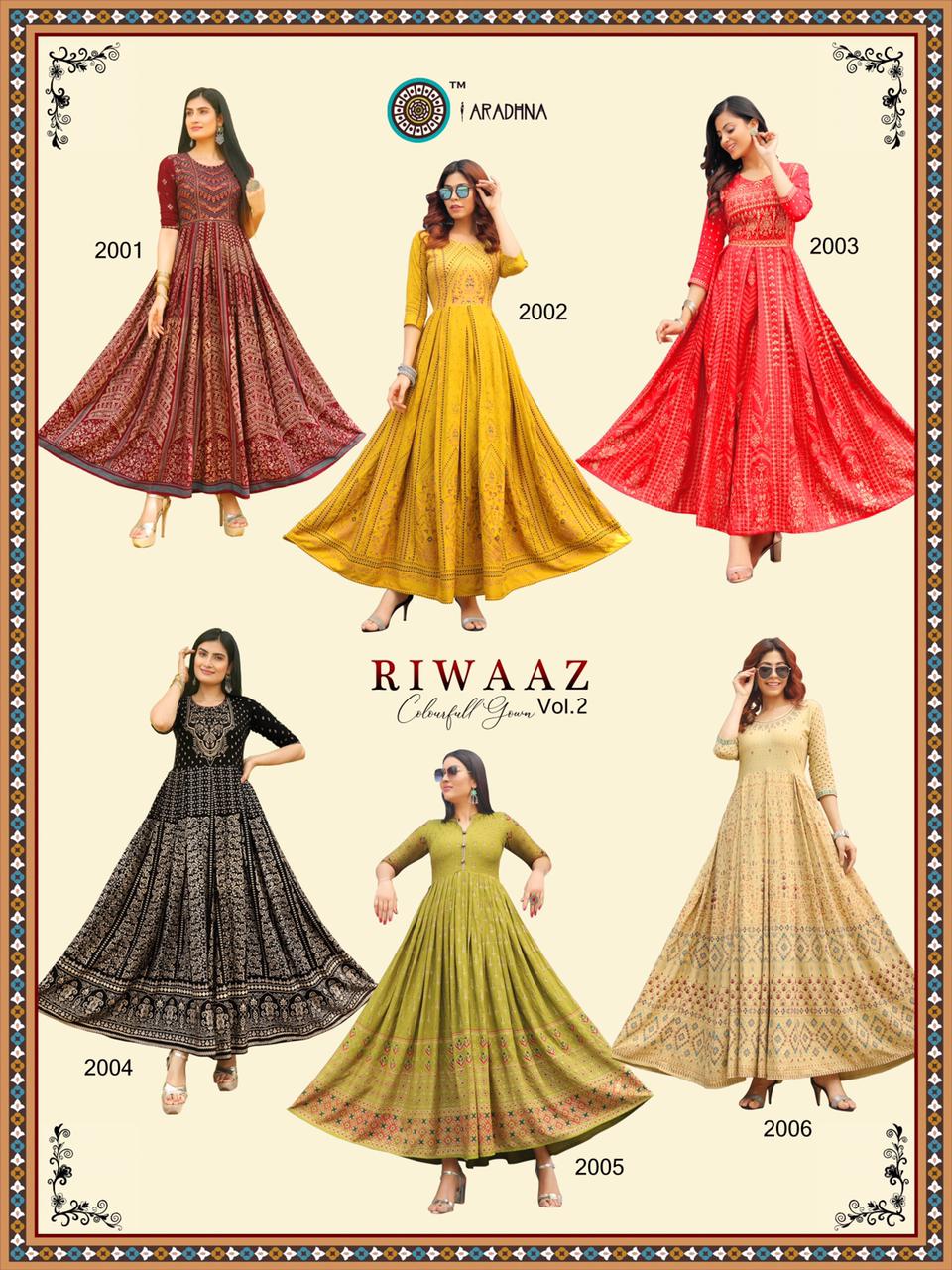 Aradhna Riwaaz 2 Fancy Festive  Wear Anarkali Rayon Printed Long Kurtis Collection